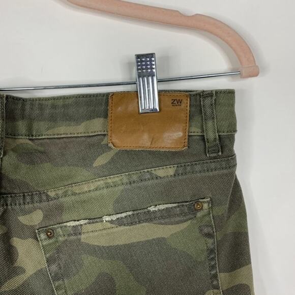 2/$30 ZARA Straight Leg Jeans 4 Camo Cropped Five-Pocket Stretch #5066 - Picture 8 of 13